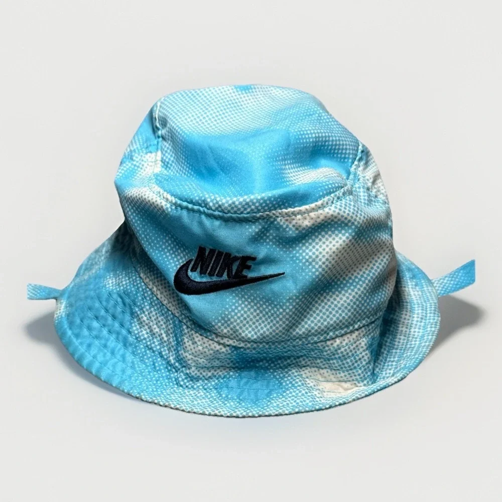 Nike Kids Baltic Blue Tie-Dye Halftone Sun Bucket Hat with Chin Strap